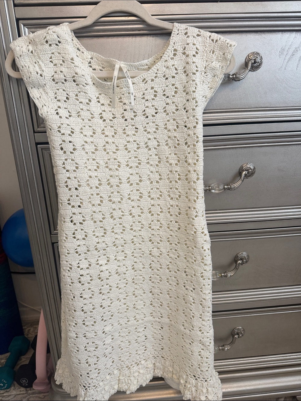 Anthropologie Crochet Mini Dress in Cream
